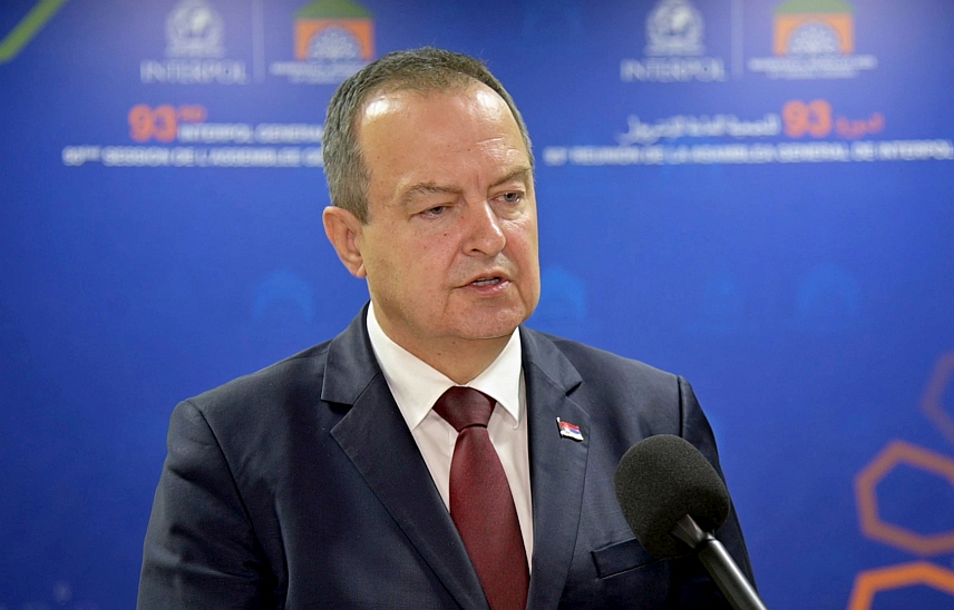 БЕОГРАД/МАРАКЕШ, 26. НОВЕМБРА /СРНА/ - Министар унутрашњих послова Србије Ивица Дачић у обраћању на засједању Генералне скупштине Интерпола у Маракешу.