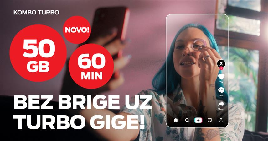 БАЊАЛУКА, 4. НОВЕМБРА /СРНА/ - "Комбо турбо" тарифа за мобилне телефоне компаније "М:тел" омогућава 60 минута разговора и 50 гигабајта интернета сваког мјесеца, а по потреби рачун се може додатно допунити припејд допуном.