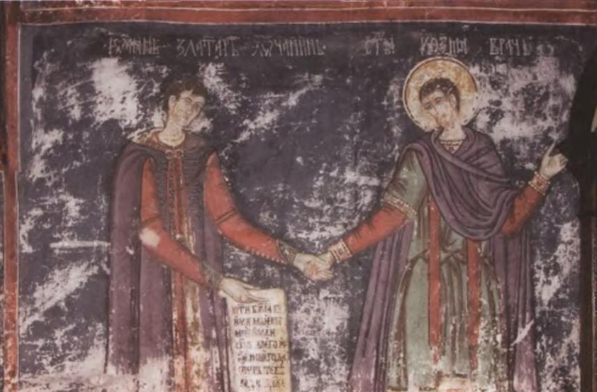 ФОЧА, 26. ДЕЦЕМБРА /СРНА/ - Јован Хочанин један је од ктитора који су 1592. обновили манастир, када је подигнута припрата и осликана црква, а на фресци из те године представљен је како га Свети Козма врач приводи Богородици. /Јован Хочанин, Свети Козма из књиге Сретена Петковића Манастир Света Тројица у Пљевљима/