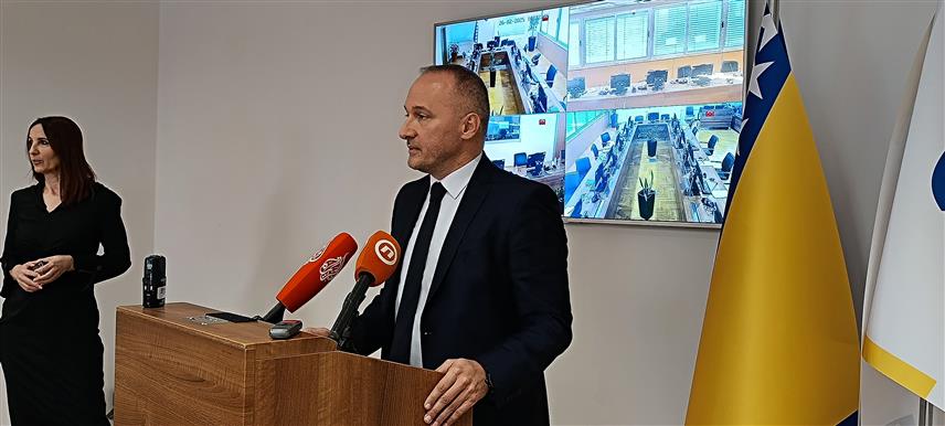 САРАЈЕВО,  26. ФЕБРУАРА /СРНА/ - Предсједник Високог судског и тужилачког савјета /ВСТС/ БиХ Санин Богунић на конференцији за нoвинаре у Сарајеву.