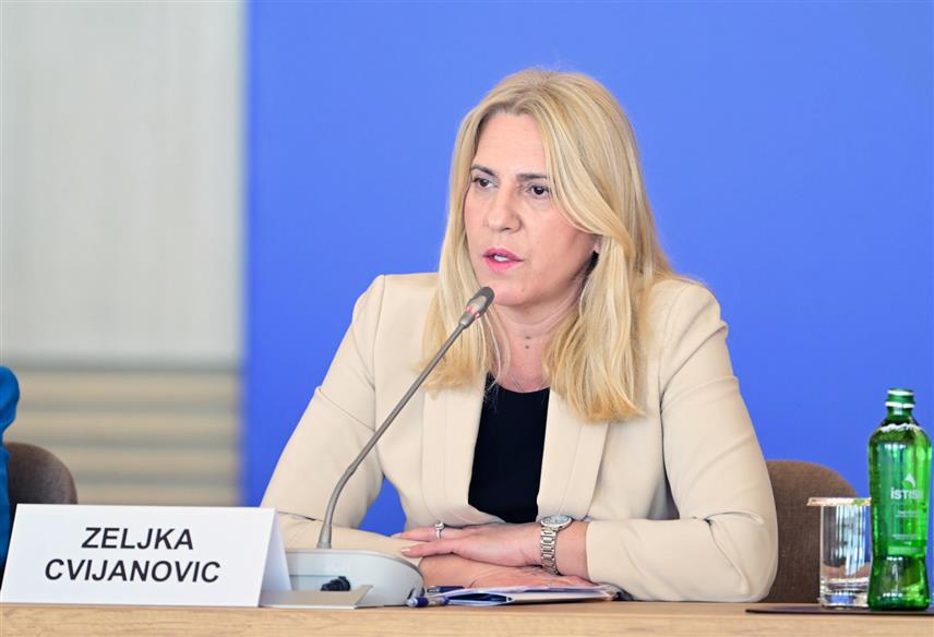 БАКУ, 13. МАРТА /СРНА/ - Српски члан и предсједавајућа Предсједништва БиХ Жељка Цвијановић у обраћању присутнима данас на 12. Глобал Баку форуму.	