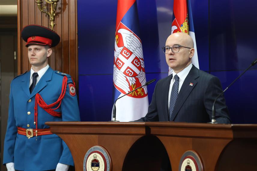 БАЊАЛУКА, 7. МАРТА /СРНА/ - Предсједник Владе Србије Милош Вучевић на конференцији за новинаре у Бањалуци након састанка са предсједником Ребублике Српске Милорадом Додиком. /Фото - Борислав Здриња/