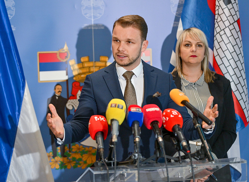 БАЊАЛУКА, 7. МАРТ /СРНА/ - Градоначелник Бањалуке Драшко Станивуковић на конференцији за новинаре.