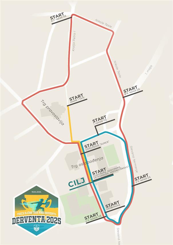 ДЕРВЕНTА, 18. АПРИЛА /СРНА/ - У Дервенти ће сутра бити одржана трећа улична трка која ће окупити више од 500 учесника из Републике Српске и региона, а главни промотер овог спортског догађаја је словеначка атлетичарка Јоланда Чеплак, која је свјетски и европски рекордер на средњим стазама.