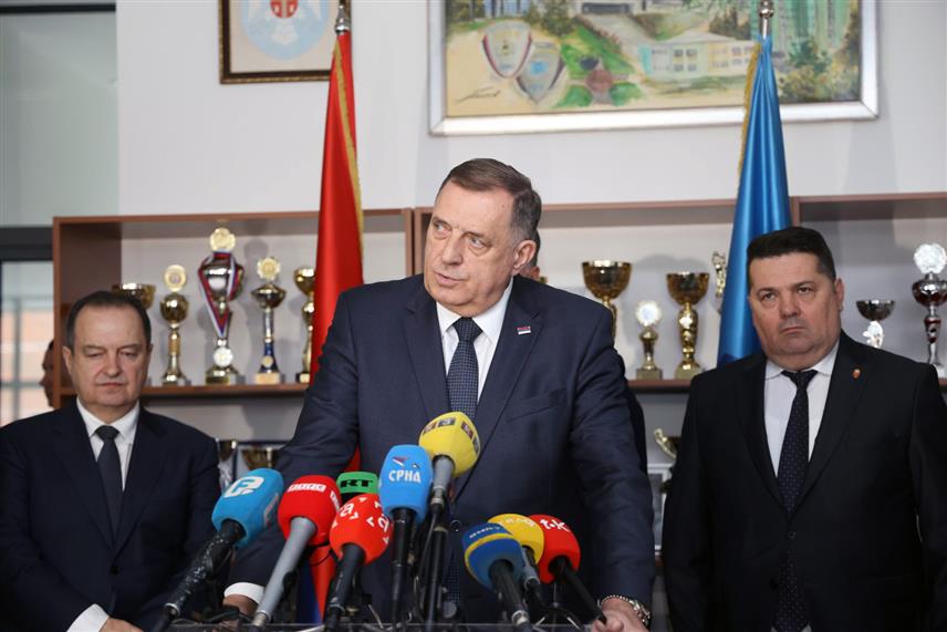 БАЊАЛУКА, 4. АПРИЛА /СРНА/ - Предсједник Републике Српске Милорад Додик сматра да би Српска требало да буде дио војног и безбједносног савеза са Србијом и Мађарском. / ФОТО: Борислав Здриња/