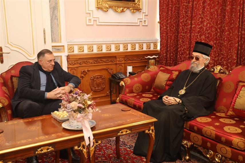 БАЊАЛУКА, 6. АПРИЛА /СРНА/ - Предсједник Републике Српске Милорад Додик на састанку у Бањалуци са Његовим високопреосвештенством митрополитом бањалучким Јефремом./фото Борислав Здриња/