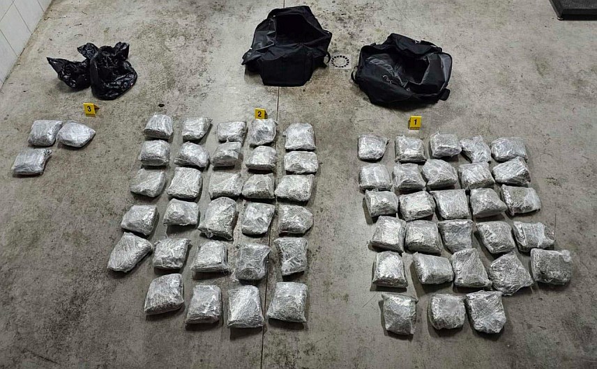 ПОДГОРИЦА, 9. АПРИЛА /СРНА/ - Црногорска гранична полиција пронашла је 35 килограма марихуане приликом претреса возила лица из Тузи за коју се сумња да је прокријумчарена из Албаније, а ухапшен је возач Е. М. /24/.