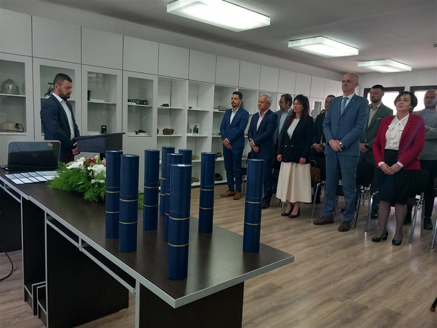 ПРИЈЕДОР, 12. МАЈА /СРНА/ - Ректор Универзитета у Бањалуци Радослав Гајанин на свечаности поводом обиљежавања Дана Рударског факултета у Приједору.