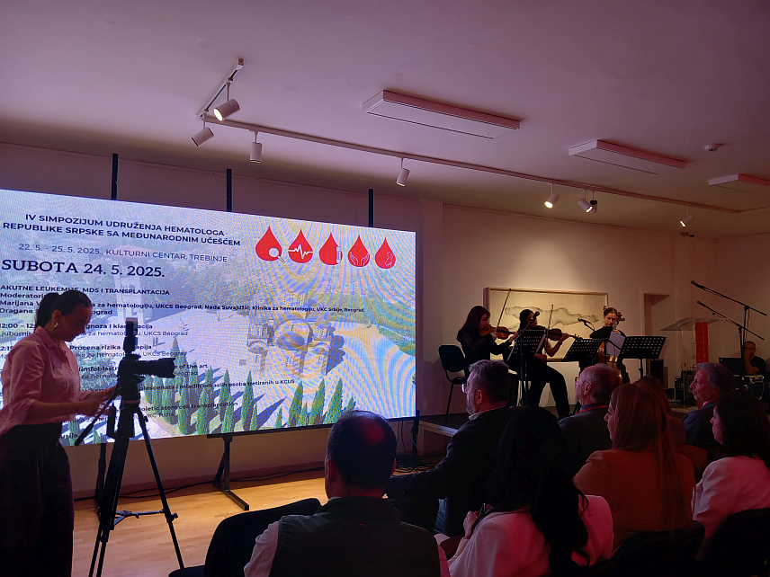 ТРЕБИЊЕ, 22. МАЈА /СРНА/ - У Требињу је вечерас почео симпозијум Удружења хематолога Републике Српске на којем ће истакнути хематолози из региона говорити о изазовима савремене праксе и иновативним терапијама с циљем побољшања терапијских могућности хематологије.