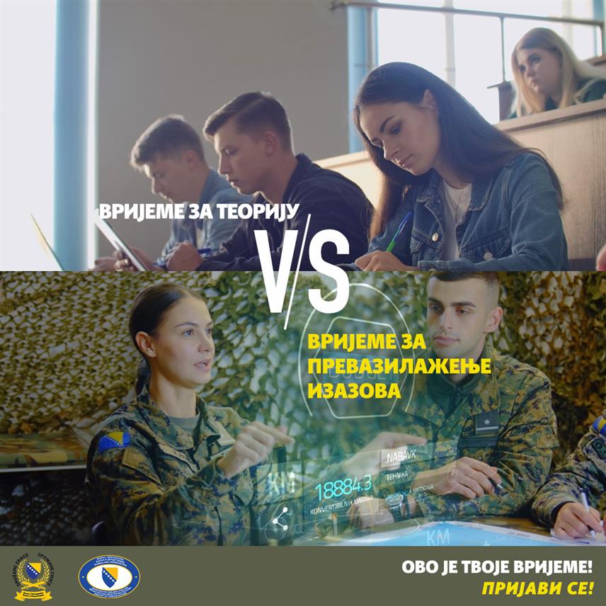 САРАЈЕВО, 5. МАЈА /СРНА/ - Министарство одбране у Савјету министара данас је расписало конкурс за пријем шест кадета на Војну академију "Генерал Михаило Апостолски" у Скопљу.