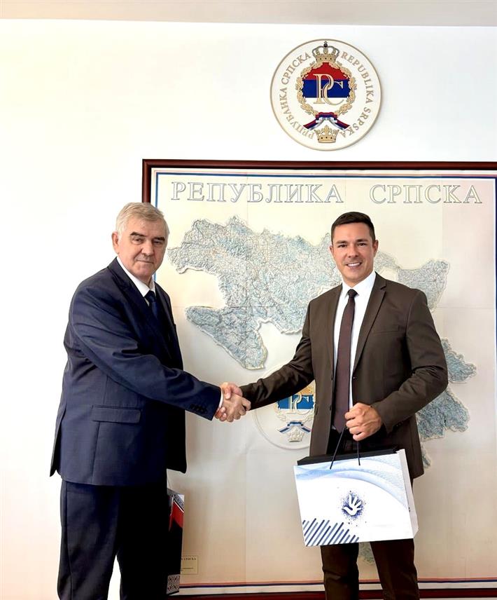 БАЊАЛУКА, 12. АВГУСТА /СРНА/ - Министар правде Републике Српске Милош Букејловић и министар за људска и мањинска права и друштвени дијалог Србије Демо Бериша на састанку у Бањалуци.