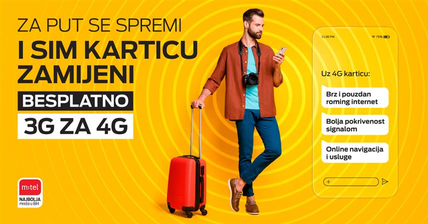 БАЊАЛУКА, 17. СЕПТЕМБАР /СРНА/ - Компанија "М:тел" обавјештава кориснике да им је омогућава бесплатну замјену старих 3Г СИМ картица за 4Г верзију на свим продајним мјестима.