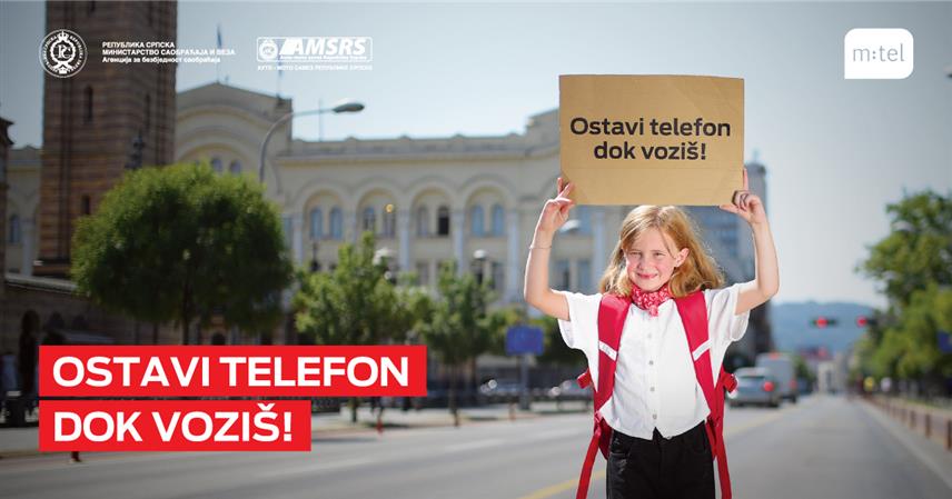 БАЊАЛУКА, 1. СЕПТЕМБРА /СРНА/ - Компанија "М:тел" наставила је кампању "Остави телефон док возиш" са поруком да то није само препорука већ одговорност према себи, дјеци на улици и свим учесницима у саобраћају.