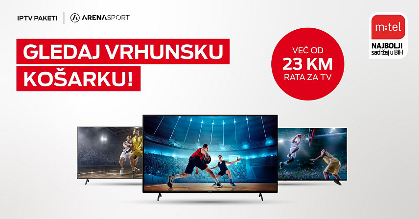 БАЊАЛУКА, 3. СЕПТЕМБРА /СРНА/ - Компанија "М:тел" саопштила је да уз ТВ пакете има понуду врхунских телевизора на рате, те да је током Еуробаскета за љубитеље кошарке сада и на Арена спорт каналима омогућено премотавање, паузирање, снимање и гледање пропуштеног садржаја.	