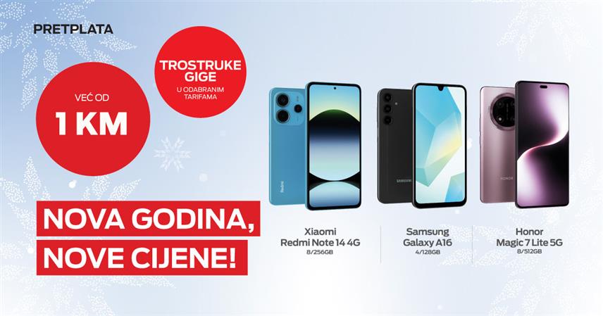 БАЊАЛУКА, 2. ЈАНУАРА /СРНА/ - Компанија "М:тел" у новој години нуди својим корисницима ниже цијене телефона, већ од једне КМ у одабраним претплатничким тарифама.