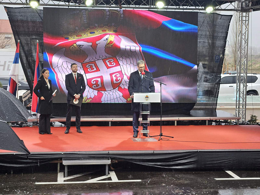 TРЕБИЊЕ, 5. ЈАНУАРА /СРНА/ - Предсједник Србије Александар Вучић на свечаном отварању болнице "Свети архиђакон СтеФан - 9. јануар" у Tребињу.