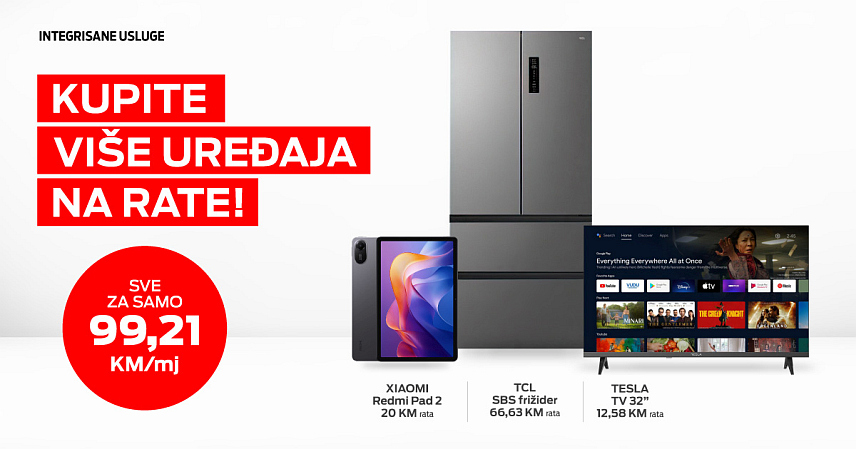 БАЊАЛУКА, 12. ФЕБРУАРА /СРНА/ - Компанија "М:тел" нуди корисницима интегрисаних пакета могућност куповине више уређаја на рате уз једну, обједињену мјесечну рату од 99 КМ.