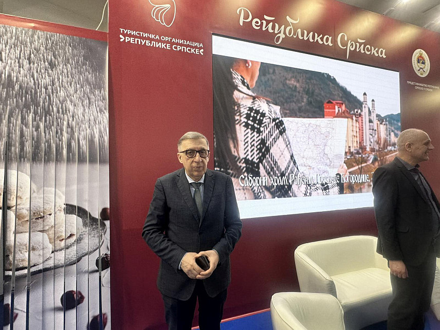 БЕОГРАД, 22. ФЕБРУАРА /СРНА/ - Шеф Представништва Републике Српске у Србији Млађен Цицовић на Међународном сајму туризма у Београду.