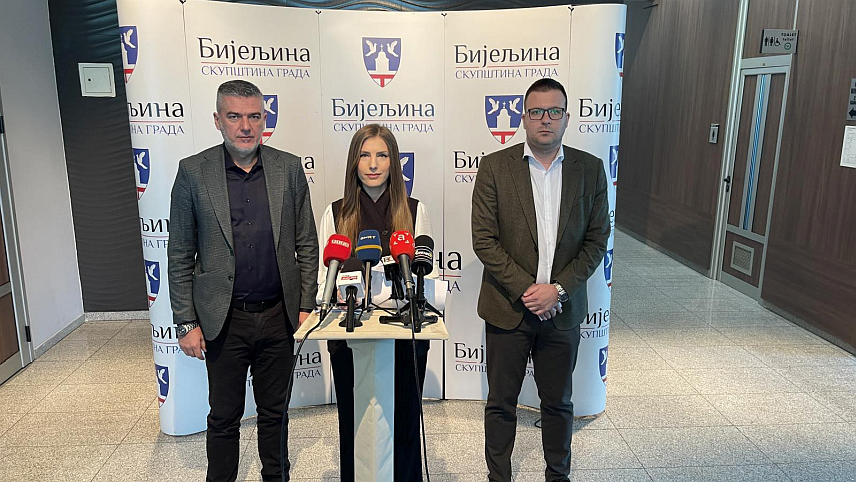 БИЈЕЉИНА, 24. МАРТА /СРНА/ - Предсједник Скупштине града Жељана Арсеновић на конференцији за новинаре у Бијељини.
