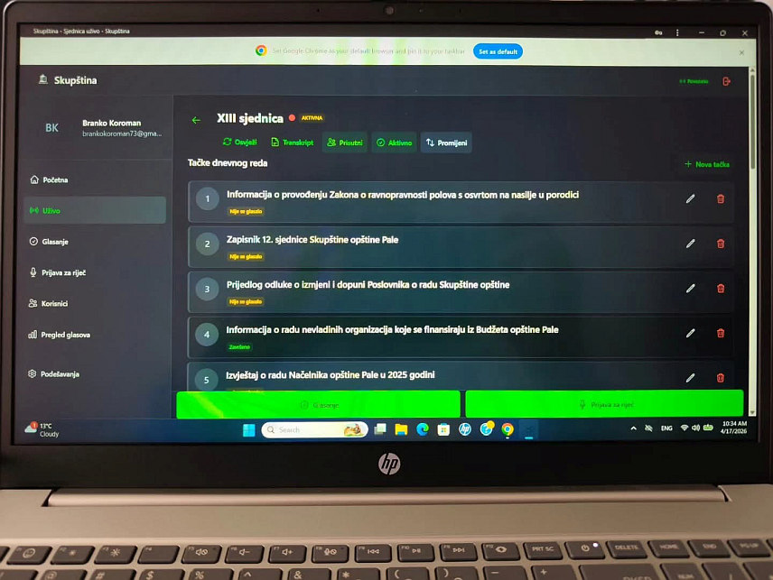 ПАЛЕ, 17. АПРИЛА /СРНА/ - Од наредне сједнице општинског парламента на Палама у употреби ће бити модерна дигитална платформа намијењена унапређењу рада скупштинских тијела.