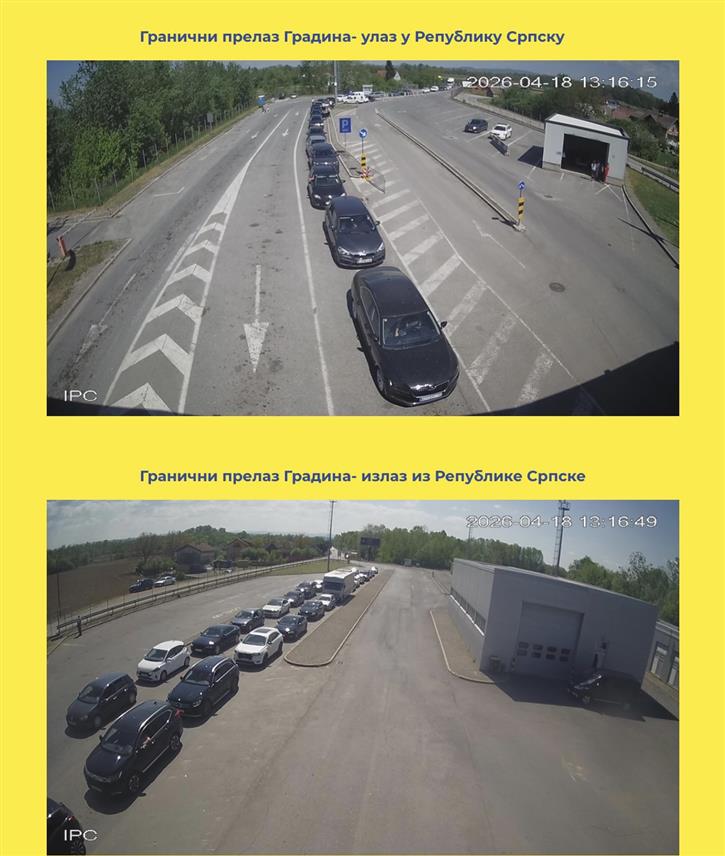 БАЊАЛУКА, 18. АПРИЛА /СРНА/ - На граничним прелазима Градишка и Доња Градина појачана је фреквенција возила у оба смјера, саопштено је из Ауто-мото савеза Републике Српске.