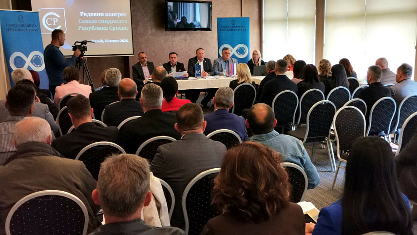 ТЕСЛИЋ, 20. АПРИЛА /СРНА/ - Редован Конгрес Савеза синдиката Републике Српске у хотелу "Кардијал" у Бања Врућици код Теслића