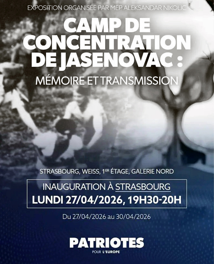 СТРАЗБУР, 27. АПРИЛА /СРНА/ - Предсједник Народне скупштине Републике Српске Ненад Стевандић присуствоваће данас отварању изложбе "Концентрациони логор Јасеновац: Сјећање и насљеђе" у Европском парламенту у Стразбуру.