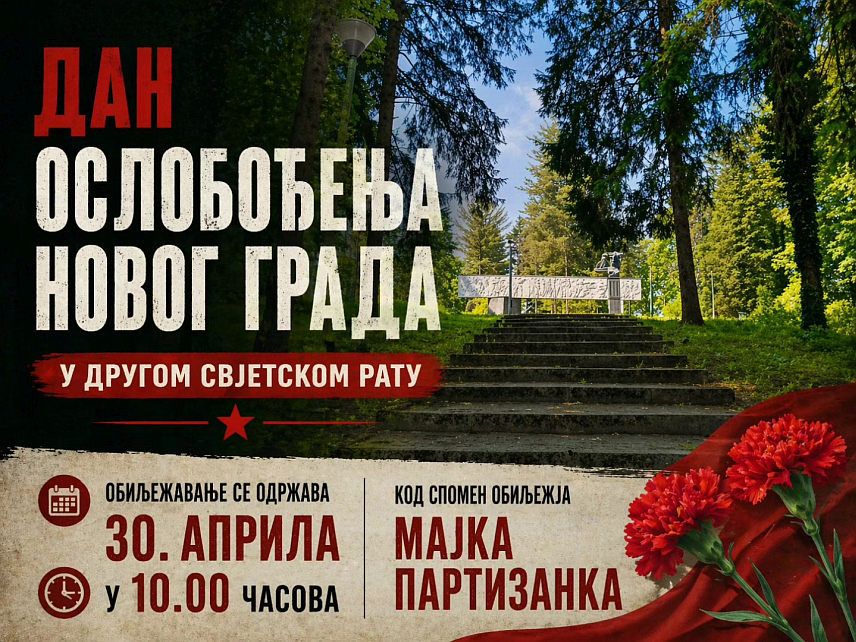 НОВИ ГРАД, 29. АПРИЛА /СРНА/ - Полагањем вијенаца код споменика Мајка партизанска и историјским часом сутра ће у Новом Граду бити обиљежен 1. мај, Дан ослобођења ове општине у Другом свјетском рату.
