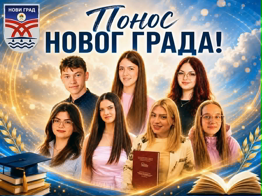 НОВИ ГРАД, 23. ЈУЛА /СРНА/ - На билборду у главној улици у Новом Граду истакнуте су фотографије са именима студента и ученика који су током образовања постигли изузетне резултате.