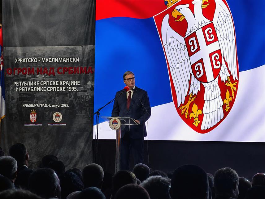 МРКОЊИЋ ГРАД, 4. АВГУСТА /СРНА/ - Предсједник Србије Александар Вучић поручио је вечерас да гарантује да Србија никад више неће дозволити да било гдје, ни у Републици Српској, нити на било ком дијелу Србије, буде нове "Олује", погрома или страдања српског народа, ма ко био на другој страни.