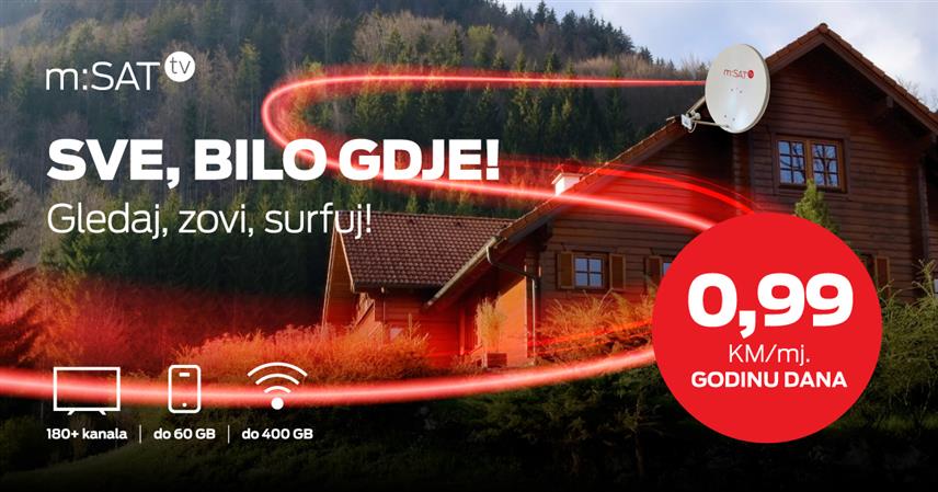 БАЊАЛУКА, 5. АВГУСТА /СРНА/ - Компанија "М:тел" нуди корисницима сателитску "М:сат" уз мјесечну претплату од само 0,99 КМ током прве године.