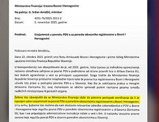 СЛОВЕНИЈА ПОКРЕЋЕ ПОСТУПАК УТВРЂИВАЊА ИСПУЊЕНОСТИ УСЛОВА ЗА ПОВРАТ ПДВ-а ПРЕВОЗНИЦИМА БиХ