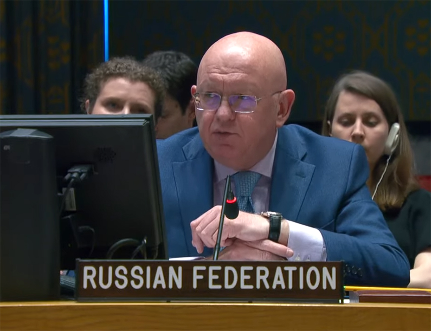 ЊУЈОРК, 8. ЈАНУАРА /СРНА-ТАСС/ - Акције Израела на Голанској висоравни представљају непосредну пријетњу територијалном интегритету Сирије као и кршење међународног права, рекао је стални представник Русије при УН Василиј Небензја.