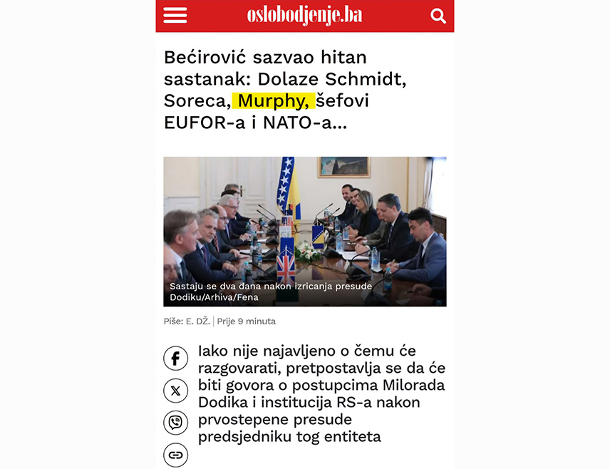 БАЊАЛУКА, 27. ФЕБРУАРА /СРНА/ - Јадни, још им се Марфи причињава, написао је на "Иксу" делегат у Клубу Срба Дома народа Парламентарне скупштине БиХ Радован Ковачевић.