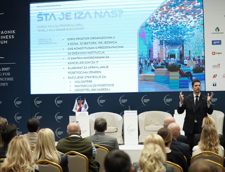 КОПАОНИК, 2. МАРТА /СРНА/ - Копаоник бизнис форум почео је данас презентацијом "Експо 2027: Кључ за нове хоризонте, шта нас то чека 2027. године", а директор предузећа Експо Душан Боровчанин изјавио је да је до сада више од 70 земаља потврдило учешће.