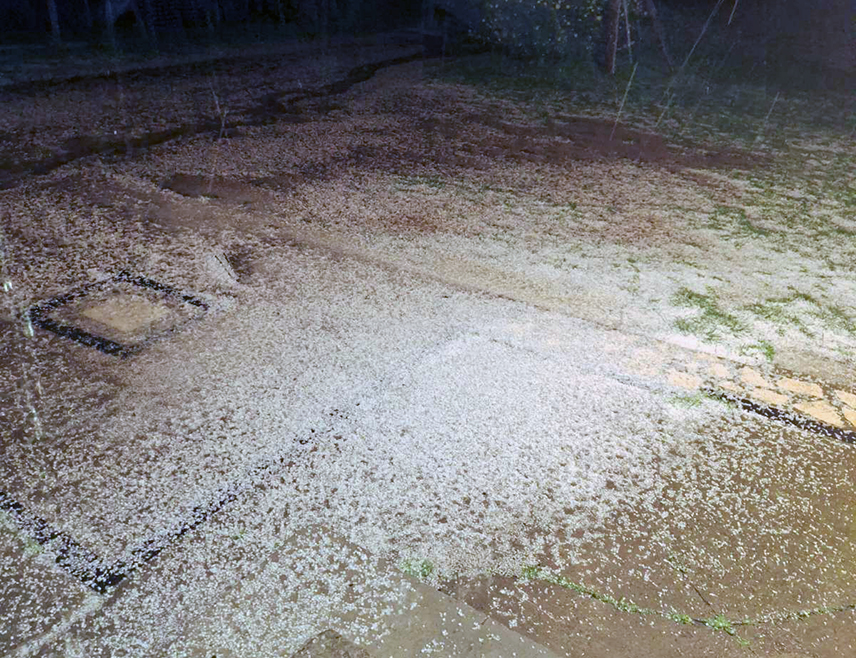 НОВИ ГРАД, 25. МАРТА /СРНА/ - Невријеме праћено ледом погодило је вечерас подгрмечки дио општине Нови Град и општину Крупа на Уни.