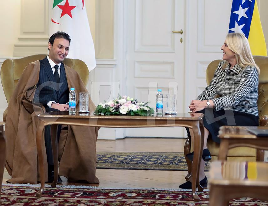 САРАЈЕВО, 26. МАРТА /СРНА/ - Српски члан и предсједавајућа Предсједништва БиХ Жељка Цвијановић примила акредитивно писмо новоименованог алжирског амбасадора у БиХ Мохамеда Мераимија, те захвалила Алжиру, као несталној чланици Савјета безбједности УН, за избалансиран став према БиХ на међународном плану.