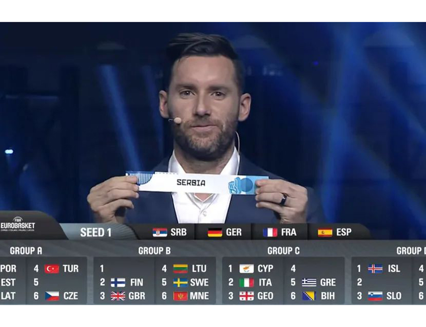 БИЈЕЉИНА, 27. МАРТА /СРНА/ - Свјетски вицешампион Србија играће на Европском првенству у кошарци у групи са Естонијом, Летонијом, Португалијом, Турском и Чешком.