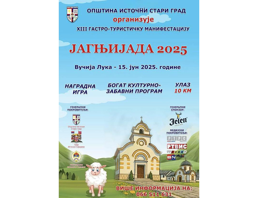 ИСТОЧНИ СТАРИ ГРАД, 13. ЈУНА /СРНА/ - На Вучијој Луци, у општини Источни Стари Град, у недјељу, 15. јуна, биће одржана 13. Гастротуристичка манифестација "Јагњијада 2025", која је постала туристички бренд овог краја.