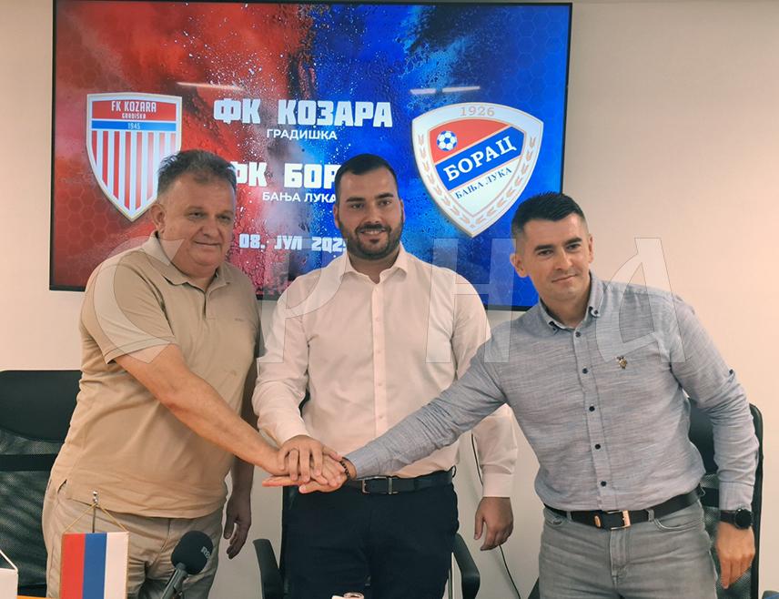 ГРАДИШКА, 8. ЈУЛА /СРНА/ - Фудбалски клубови "Козара" из Градишке и "Борац" из Бањалуке потписали су данас Споразум о пословно-техничкој сарадњи.