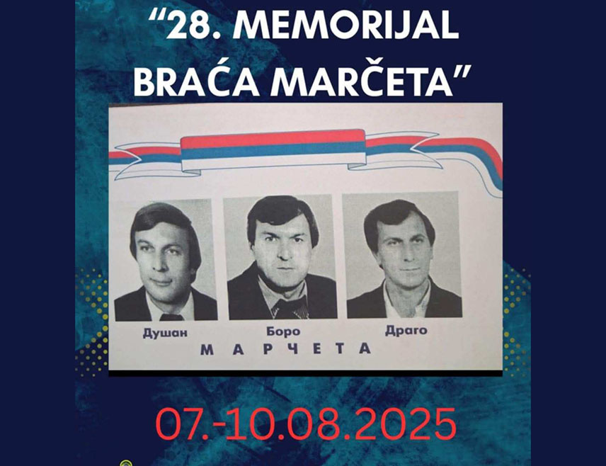 НОВИ ГРАД, 1. АВГУСТА /СРНА/ - У Сводни код Новог Града од 7. до 10. августа биће одржан 28. меморијални турнир у малом фудбалу "Браћа Марчета", у знак сјећања на тројицу браће погинулих у протеклом рату.