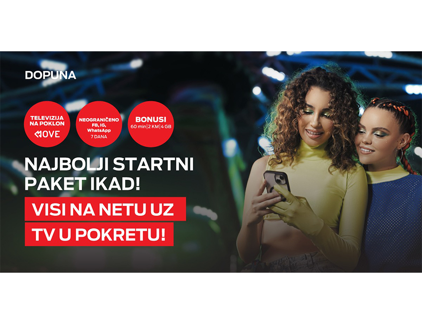 БАЊАЛУКА, 1. ОКТОБРА /СРНА/ - Компанија "М:тел" припремила је нови пакет "допуна старт" са јединственом комбинацијом бонуса и дигиталне забаве.