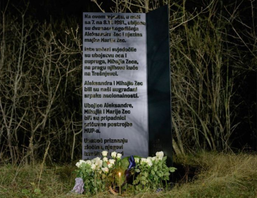ЗАГРЕБ, 7. ДЕЦЕМБРА /СРНА/ - На Сљемену, мјесту убиства Марије Зец и њене 12-годишње кћерке Александре, вечерас је одржана комеморација поводом 34 године од монструозног убиства ове српске породице.