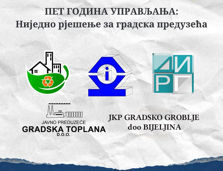 БИЈЕЉИНА, 13. ДЕЦЕМБРА /СРНА/ - Стабилност градских предузећа у Бијељини остаје недостижна јер за пет година управљања нема ниједног рјешења, док градоначелник Љубиша Петровић предлаже да се повећа цијена воде и канализације, саопштено је из Градског одбора СНСД-а.