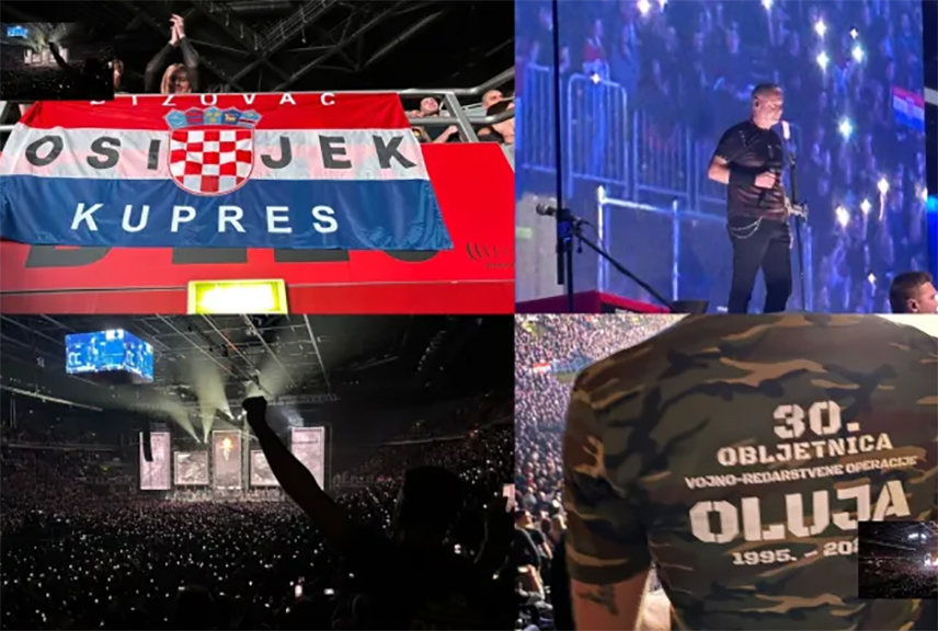 ЗАГРЕБ, 28. ДЕЦЕМБРА /СРНА/ - Усташким поздравом "За дом спремни" поново се публици у Загребу обратио контроверзни хрватски пјевач Марко Перковић Томпсон, иако су градске власти најавиле да ће му, ако се то догоди, бити забрањени нови концерти у свим просторима којима град газдује.