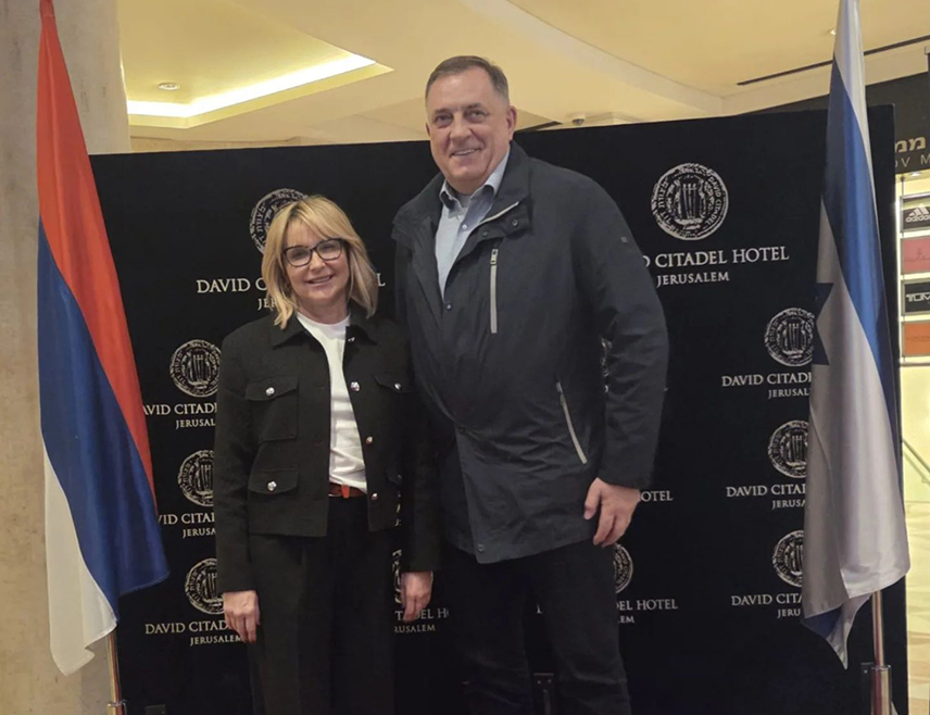 JERUSALEM, JANUARY 25 /SRNA/ – Acting President of Republika Srpska Ana Trišić Babić and SNSD Leader Milorad Dodik have arrived in Israel on a visit during which they will meet with the top Israeli officials.