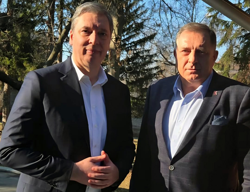 БЕОГРАД, 2. ФЕБРУАРА /СРНА/ - Предсједник Србије Александар Вучић и лидер СНСД-а Милорад Додик разговарали су данас у Београду о сарадњи и најважнијим регионалним питањима.