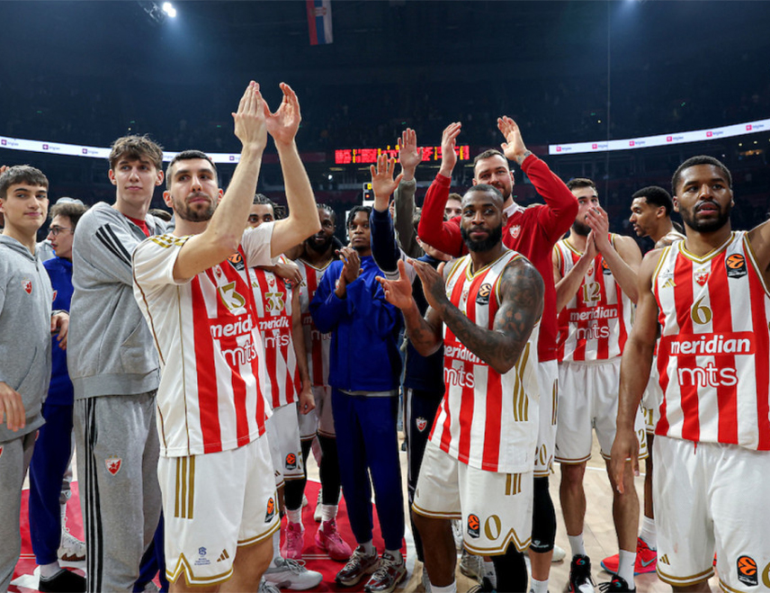 БЕОГРАД, 3. ФЕБРУАРА /СРНА/ - Кошаркаши Црвене звезде вечерас су у Београду савладали екипу Хапоел 87:75 у 26. колу Евролиге.