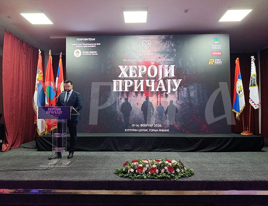 РИБНИК, 13. ФЕБРУАРА /СРНА/ - У Горњем Рибнику данас је почела манифестација "Хероји причају" која се одржава у част обиљежавања Сретења - Дана државности Републике Српске и Дана државности Србије, у оквиру које ће бити приказана четири филма удружења ратних ветерана из Српске и Србије.