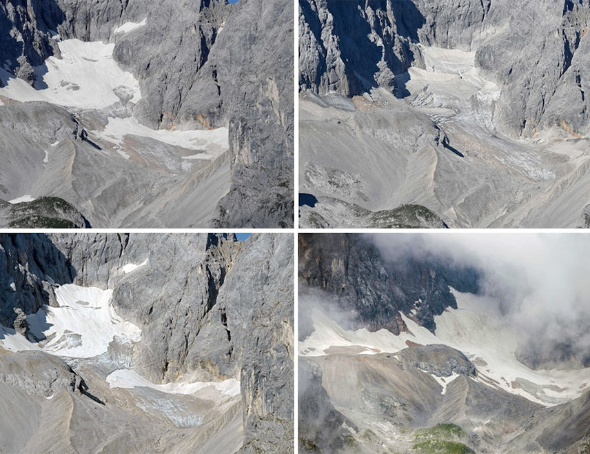 БЕРЛИН, 19. МАРТА /СРНА/ - Глечери у Баварским Алпима топе се рекордном брзином, а научници упозоравају да у појединим областима постоје само остаци.